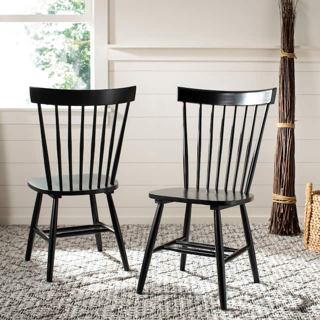 SAFAVIEH Black Spindleback Dining Chairs (Set of 2) 20.5" x 21" x 36